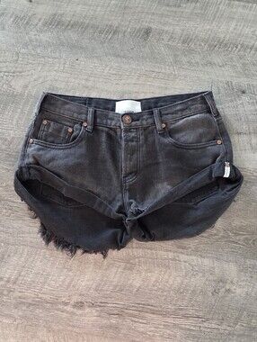 One Teaspoon Bandits Washed Black Denim Shorts.
